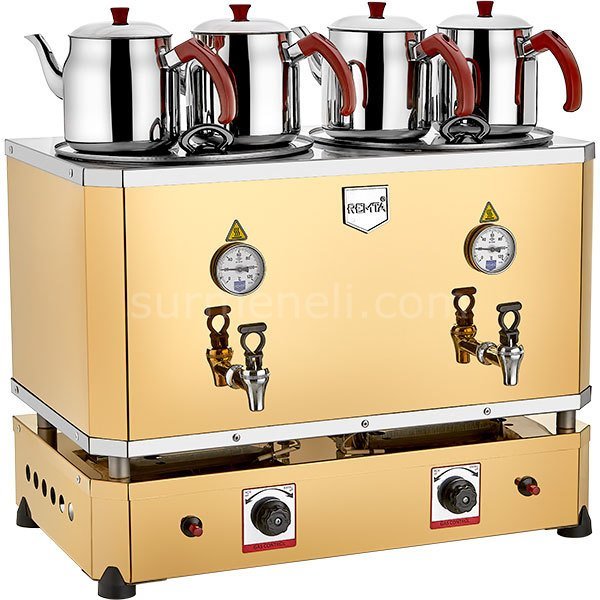 Remta - 4 Demlikli Jumbo Çay Makinesi 46 lt Gazlı + Elektrikli (Şamandıralı)