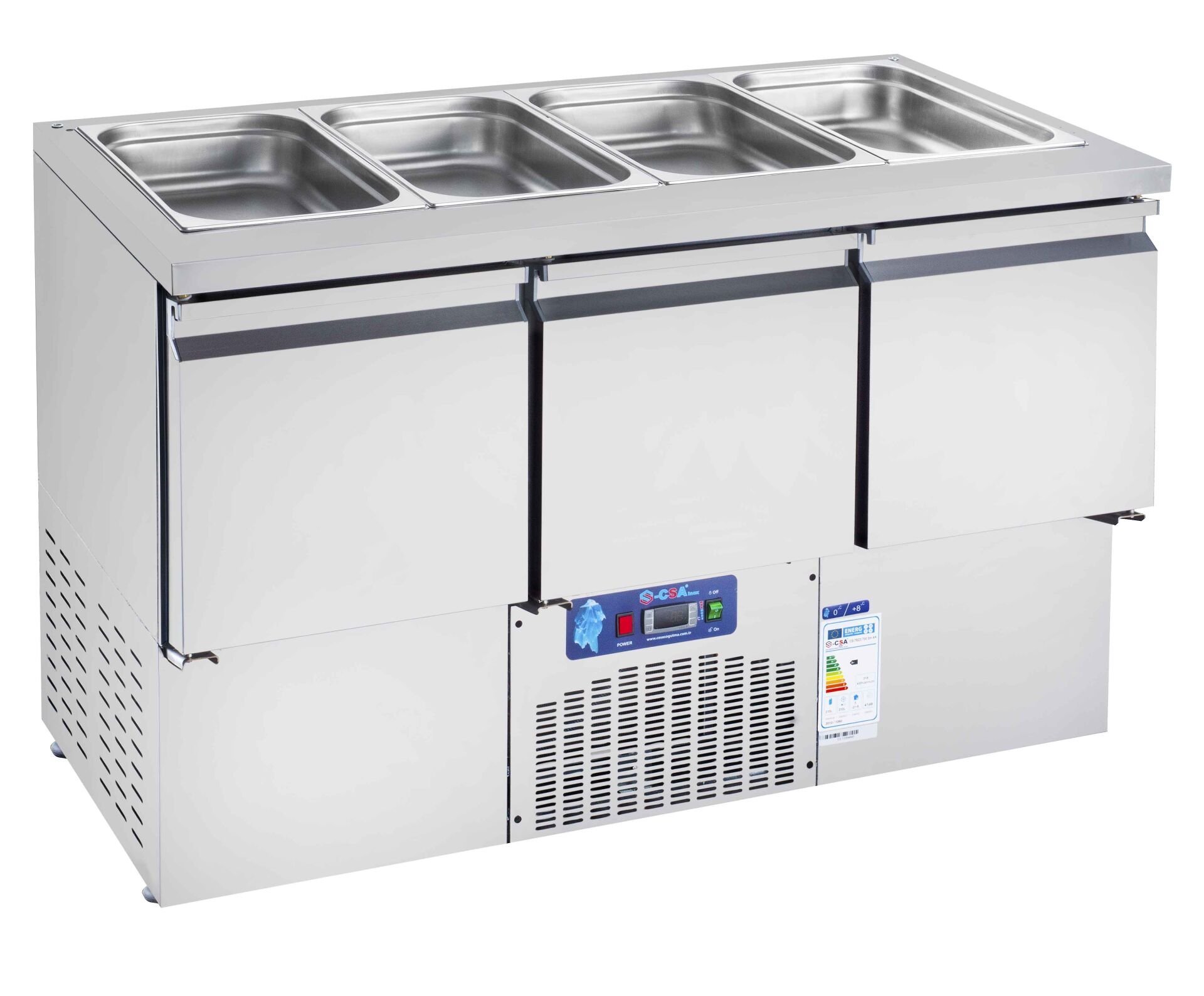 CS.CİK.3.700.SH.AK CSA İNOX - ALTTAN MOTORLU YATAY BUZDOLABI HAVUZSUZ 1400*700*1000