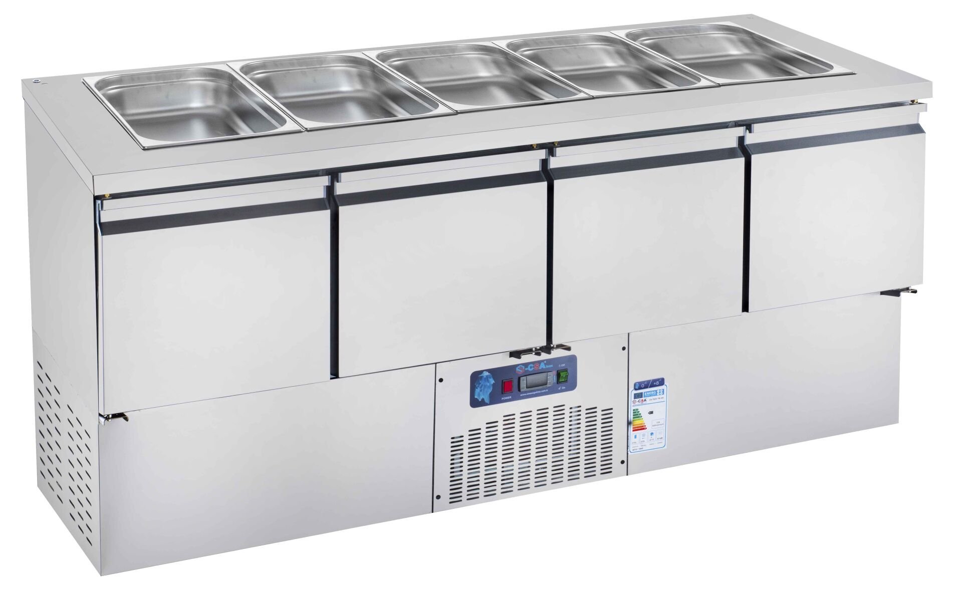 CS.CİK.4.700.SH.AK CSA İNOX - ALTTAN MOTORLU YATAY BUZDOLABI HAVUZSUZ 1860*700*1000