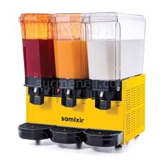 Samixir 60.SSM Triple Klasik Fıskiyeli ve Fıskiyeli Karıştırıcılı Soğuk İçecek Dispenseri, 20+20+20 L, SARI