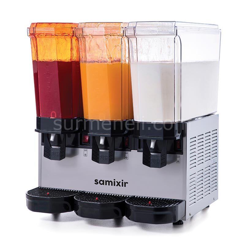 Samixir 60.SSM Triple Klasik Fıskiyeli ve Fıskiyeli Karıştırıcılı Soğuk İçecek Dispenseri, 20+20+20 L, INOX