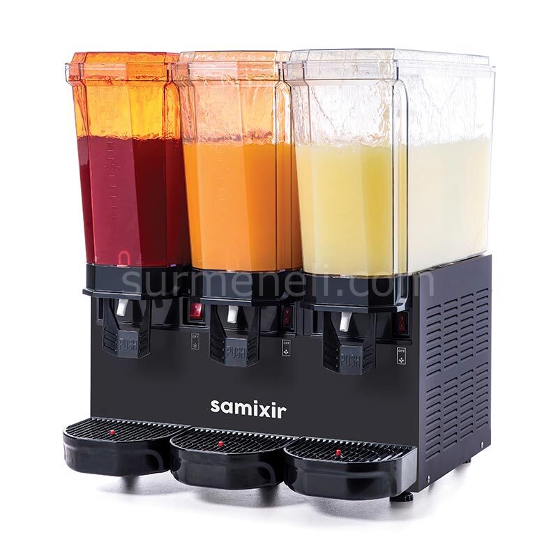 Samixir 60.SSS Triple Klasik Fıskiyeli Soğuk İçecek Dispenseri, 20+20+20 L, SİYAH