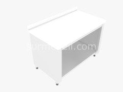 Polietilenli Çalışma Tezgahları Üç Tarafı Kapalı Taban Raflı 60'lık 304 KALİTE PASLANMAZ