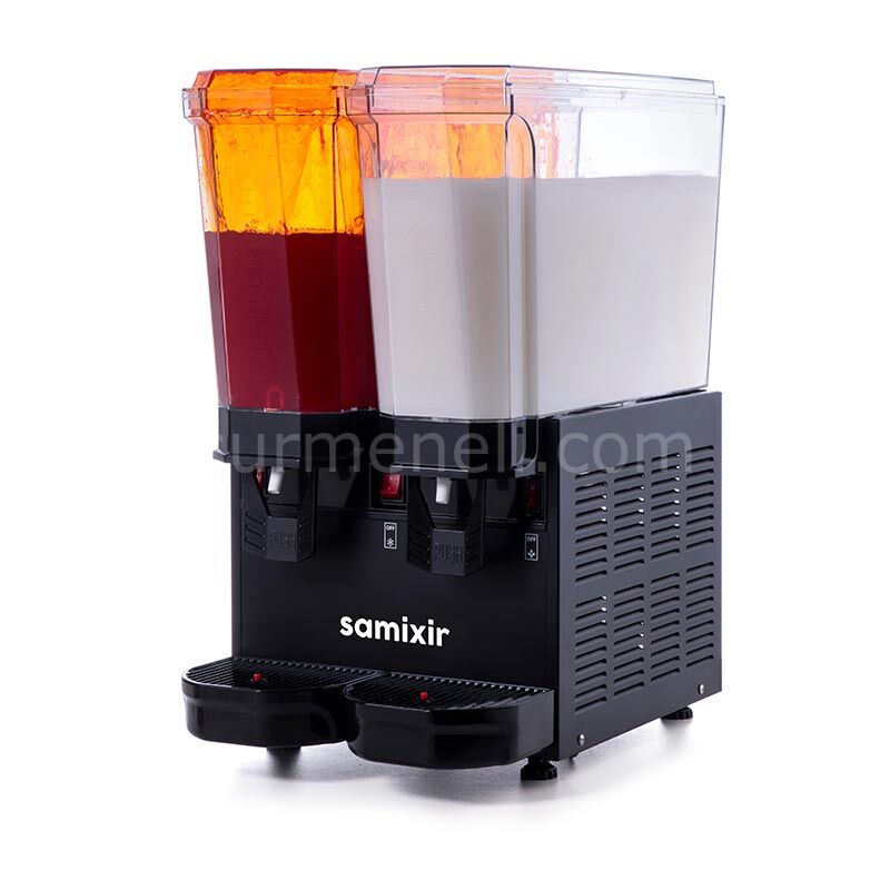 Samixir 40.SM Twin Klasik Fıskiyeli ve Karıştırıcılı Soğuk İçecek Dispenseri, 20+20 L, SİYAH