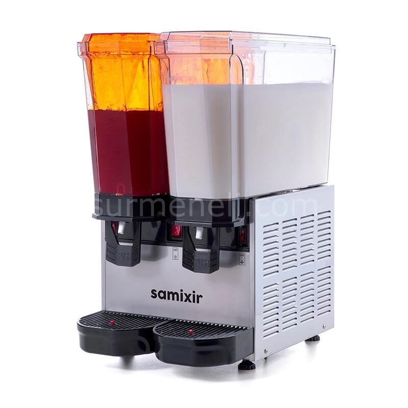 Samixir 40.SM Twin Klasik Fıskiyeli ve Karıştırıcılı Soğuk İçecek Dispenseri, 20+20 L, INOX