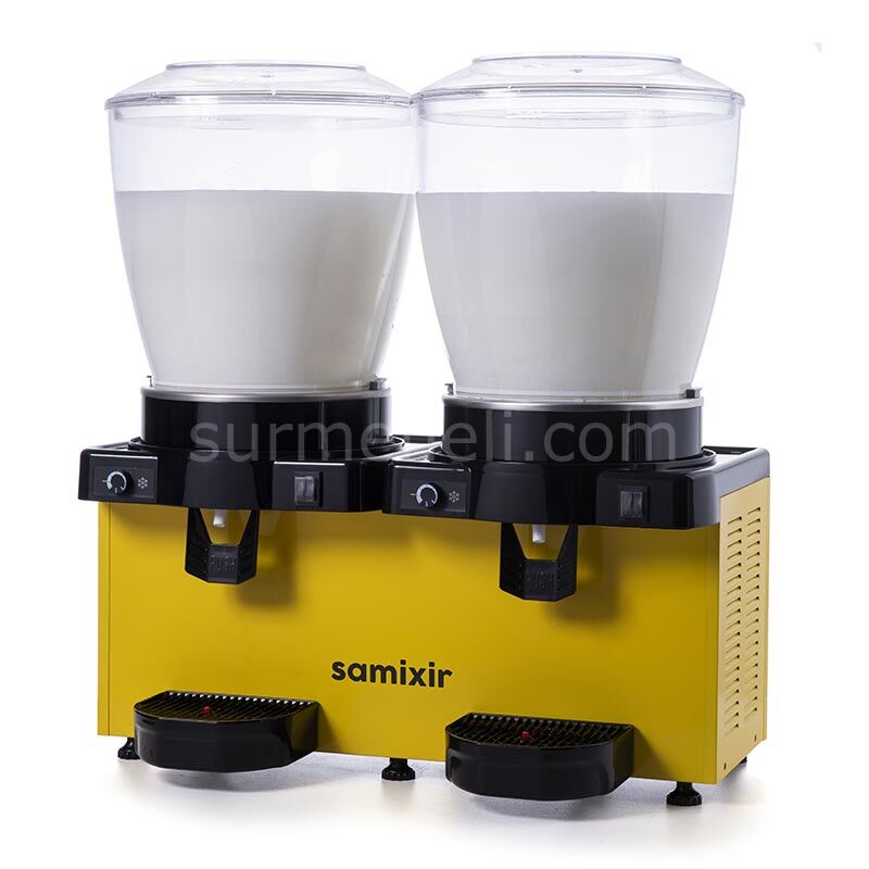 Samixir MM44 Panaromik Analog Twin Soğuk İçecek Dispenseri, 22+22 L, Karıştırıcılı, SARI