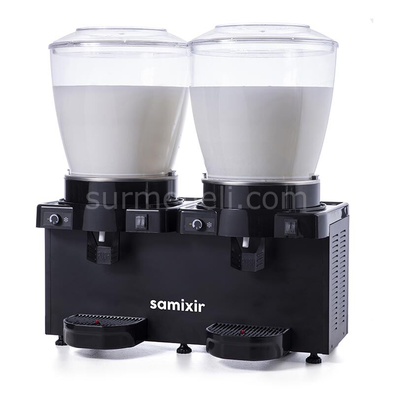 Samixir MM44 Panaromik Analog Twin Soğuk İçecek Dispenseri, 22+22 L, Karıştırıcılı, SİYAH