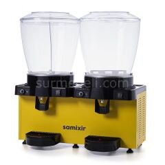 Samixir SM44 Panaromik Analog Twin Soğuk İçecek Dispenseri, 22+22 L, Fıskiyeli ve Karıştırıcılı, SARI