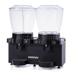 Samixir SM44 Panaromik Analog Twin Soğuk İçecek Dispenseri, 22+22 L, Fıskiyeli ve Karıştırıcılı, SİYAH
