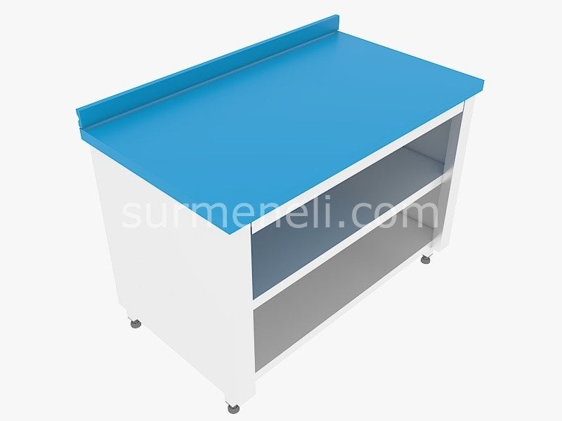 Polietilenli Çalışma Tezgahları Üç Tarafı Kapalı Taban ve Ara Raflı 60'lık 304 KALİTE PASLANMAZ