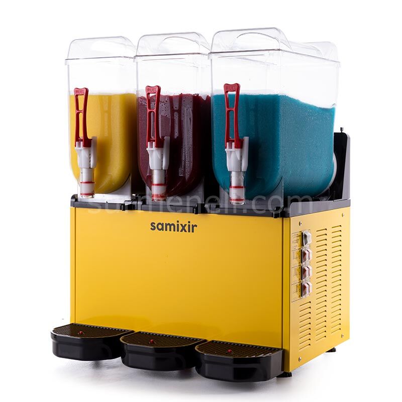 Samixir SLUSH36 Ice Slush Triple Granita Meyve Suyu Dispenseri, 12+12+12 L,