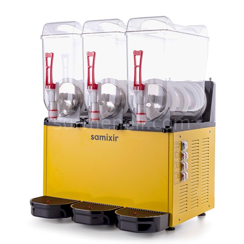 Samixir SLUSH36 Ice Slush Triple Granita Meyve Suyu Dispenseri, 12+12+12 L, SARI