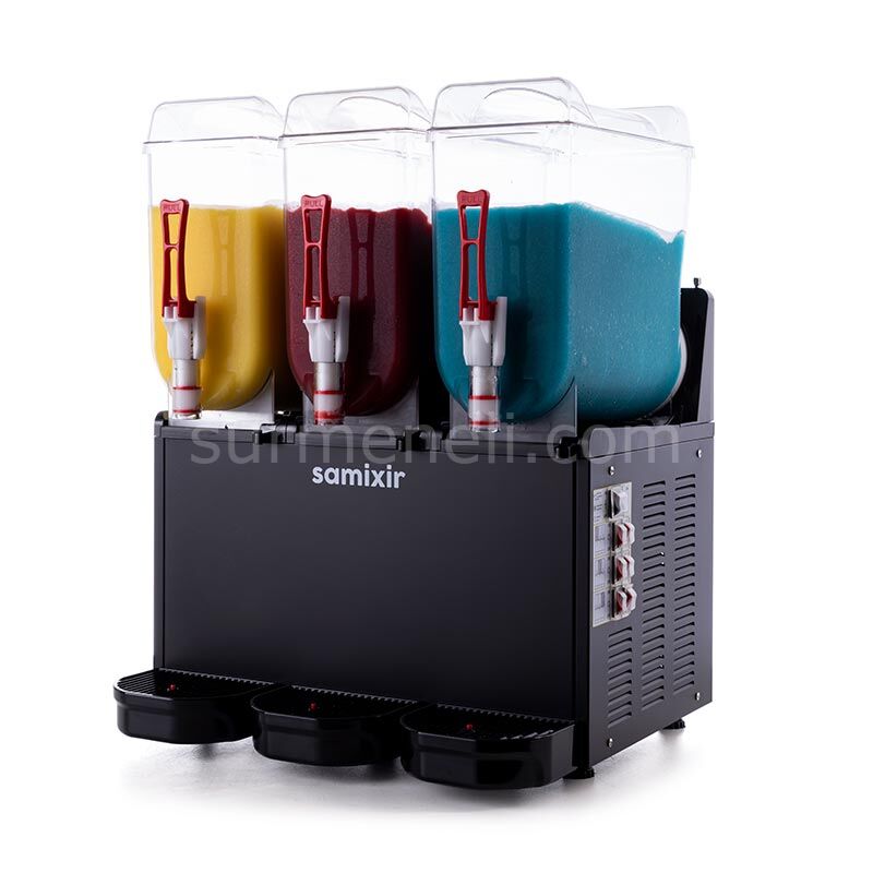 Samixir SLUSH36 Ice Slush Triple Granita Meyve Suyu Dispenseri, 12+12+12 L, SİYAH
