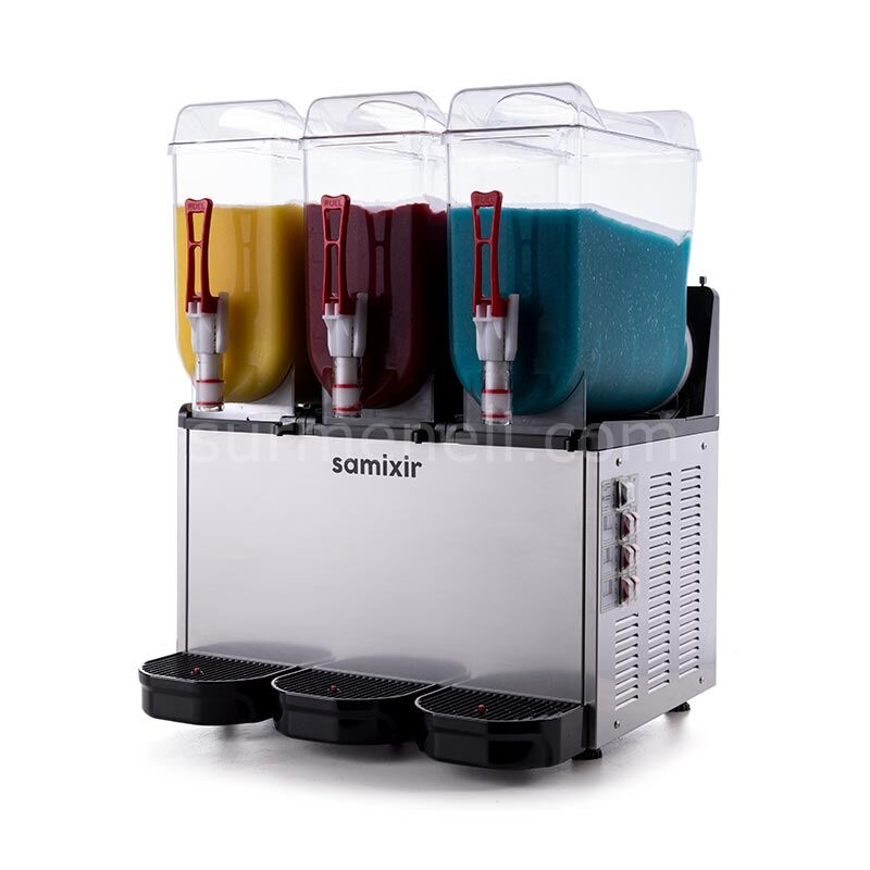 Samixir SLUSH36 Ice Slush Triple Granita Meyve Suyu Dispenseri, 12+12+12 L, INOX