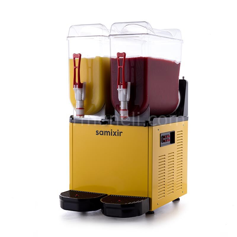 Samixir SLUSH24 Ice Slush Twin Granita Meyve Suyu Dispenseri, 12+12 L, SARI