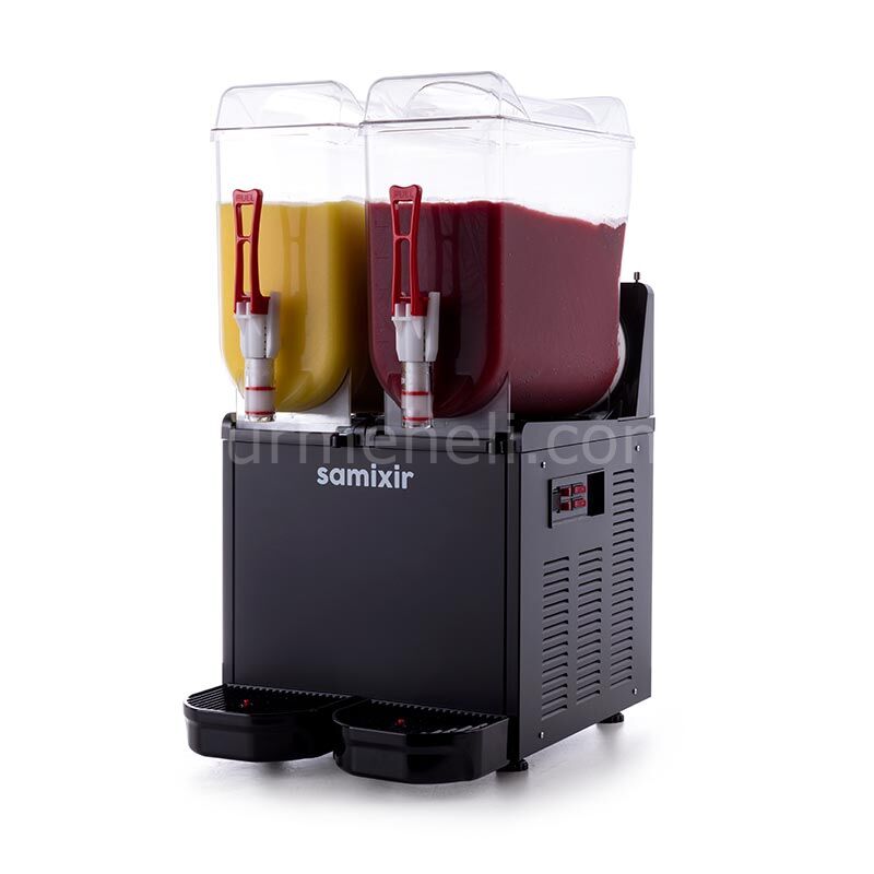 Samixir SLUSH24 Ice Slush Twin Granita Meyve Suyu Dispenseri, 12+12 L, SİYAH