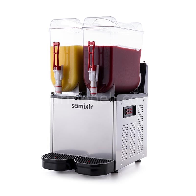 Samixir SLUSH24 Ice Slush Twin Granita Meyve Suyu Dispenseri, 12+12 L, INOX