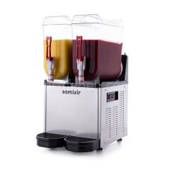 Samixir SLUSH24 Ice Slush Twin Granita Meyve Suyu Dispenseri, 12+12 L, INOX