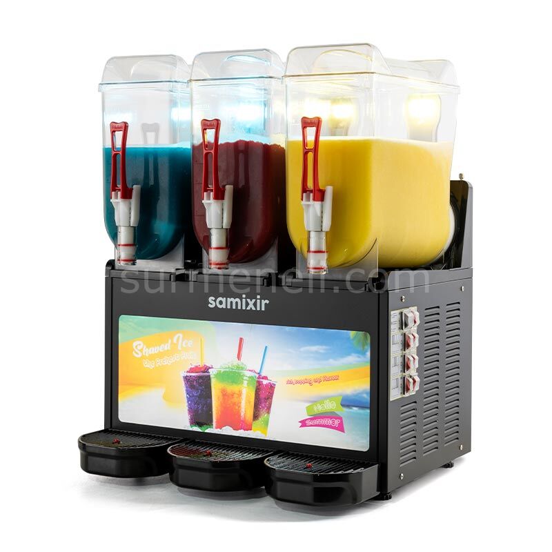 Samixir SLUSH36 Ice Slush Triple Allure Granita Meyve Suyu Dispenseri, 12+12+12 L, SİYAH