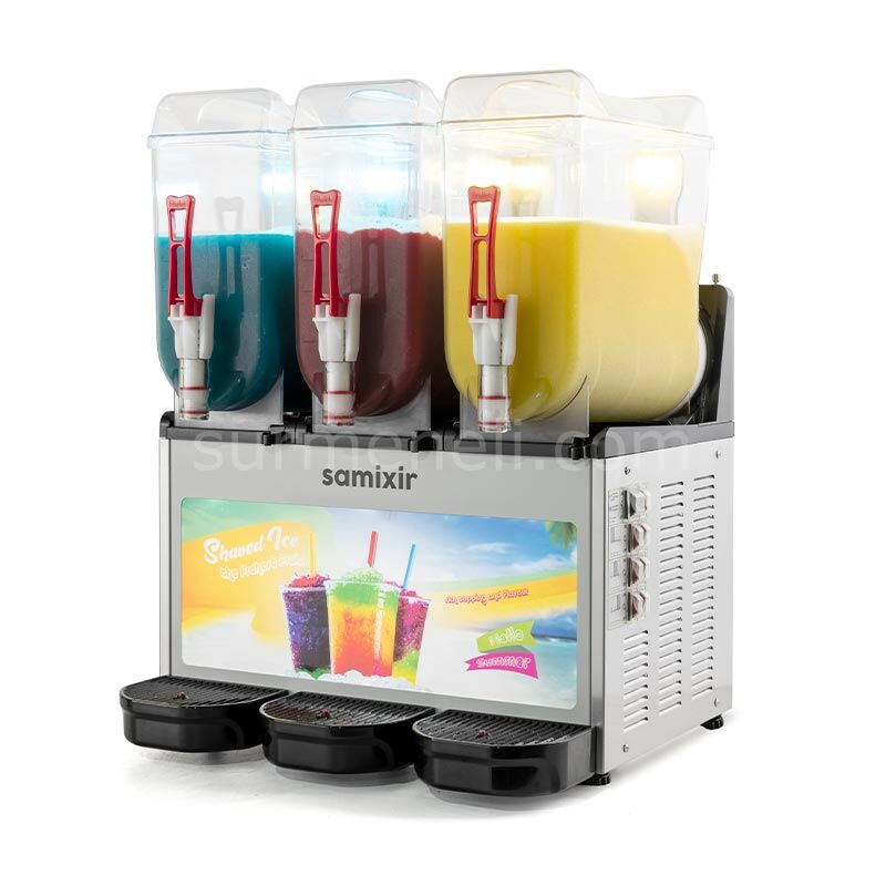 Samixir SLUSH36 Ice Slush Triple Allure Granita Meyve Suyu Dispenseri, 12+12+12 L, INOX