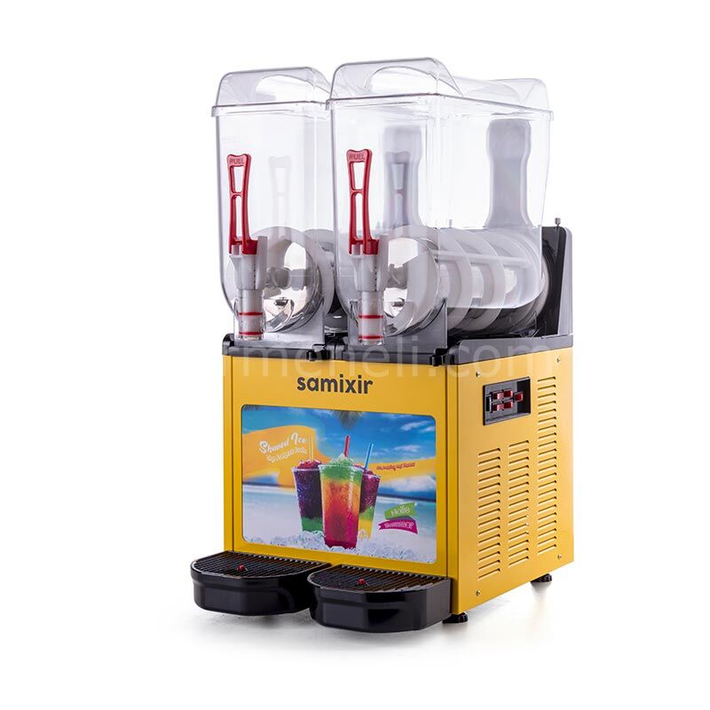 Samixir SLUSH24 Ice Slush Twin Allure Granita Meyve Suyu Dispenseri, 12+12 L, SARI