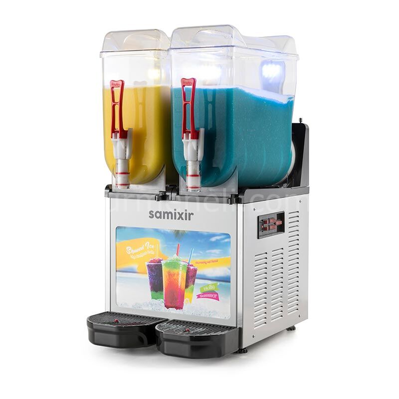 Samixir SLUSH24 Ice Slush Twin Allure Granita Meyve Suyu Dispenseri, 12+12 L, INOX