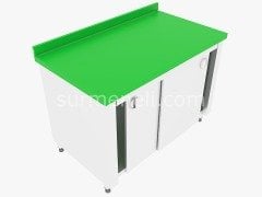 Polietilenli Çalışma Tezgahları Dolaplı Taban Raflı 60'lık 304 KALİTE PASLANMAZ