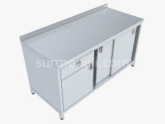 Dolaplı, Tek Çekmeceli Çalışma Tezgahları 60'lık 430 KALİTE PASLANMAZ