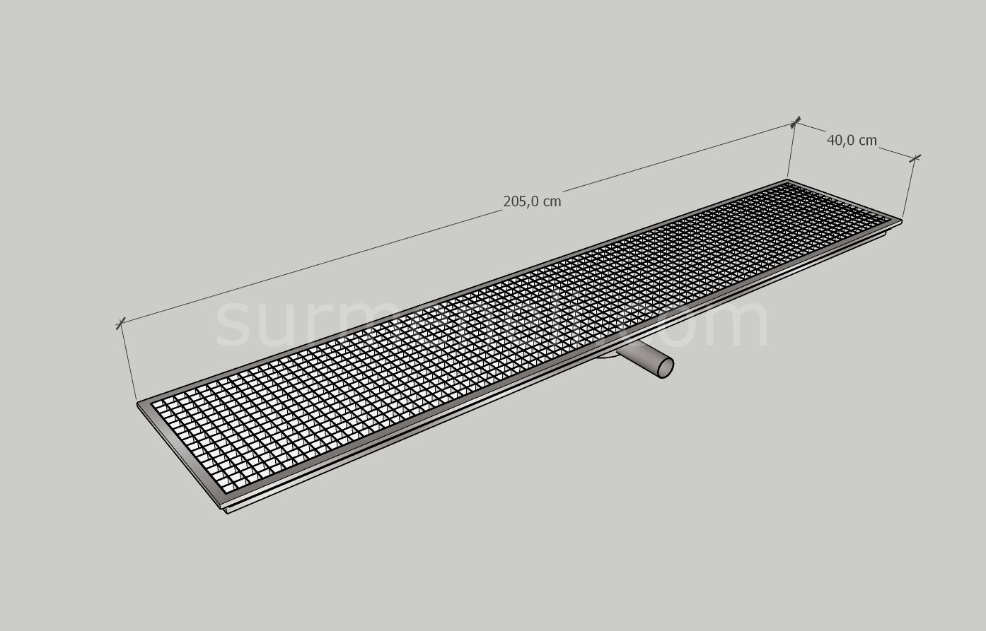 40x205 - Yer Gideri Paslanmaz Ortadan Sifonlu Yandan Çıkışlı