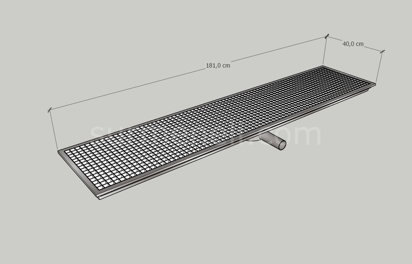 40x181 - Yer Gideri Paslanmaz Ortadan Sifonlu Yandan Çıkışlı