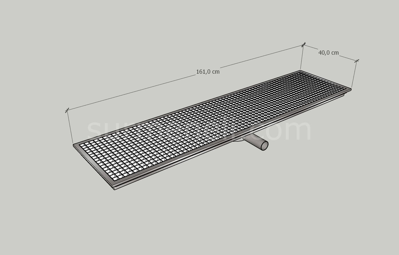 40x161 - Yer Gideri Paslanmaz Ortadan Sifonlu Yandan Çıkışlı