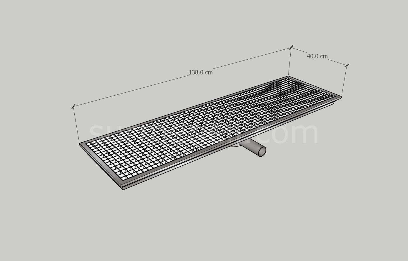 40x138 - Yer Gideri Paslanmaz Ortadan Sifonlu Yandan Çıkışlı