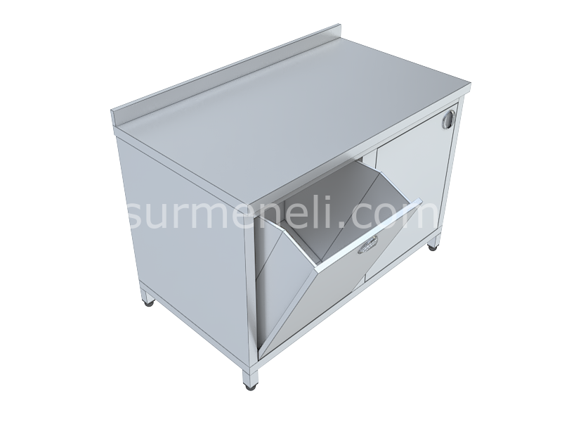 Dolaplı, Devrilir Ekmeklikli Çalışma Tezgahları 60'lık 430 KALİTE PASLANMAZ