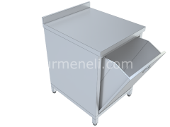Dolaplı, Devrilir Ekmeklikli Çalışma Tezgahları 60'lık 430 KALİTE PASLANMAZ
