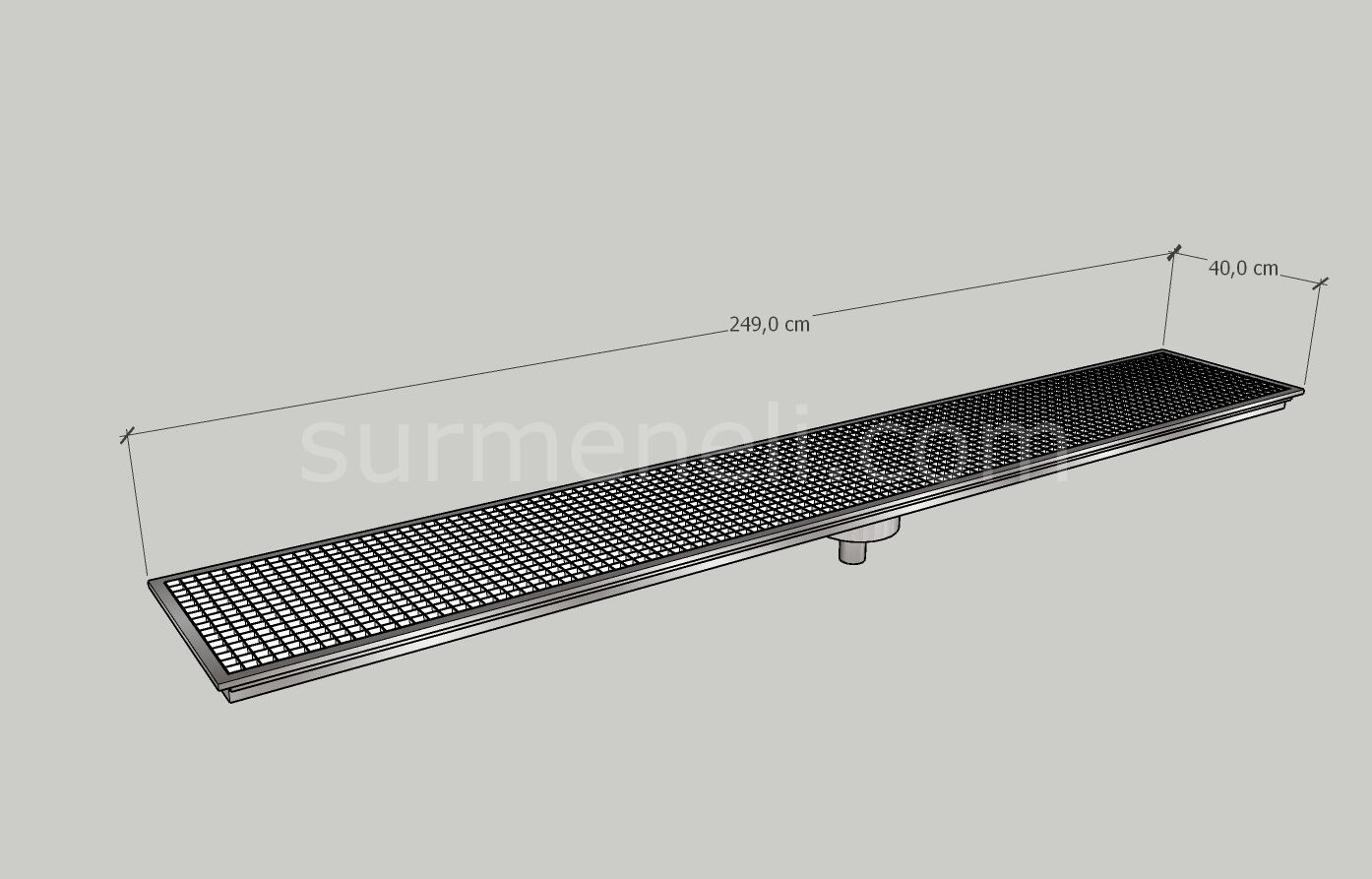 40x249 - Yer Gideri Paslanmaz Ortadan Sifonlu Alttan Çıkışlı