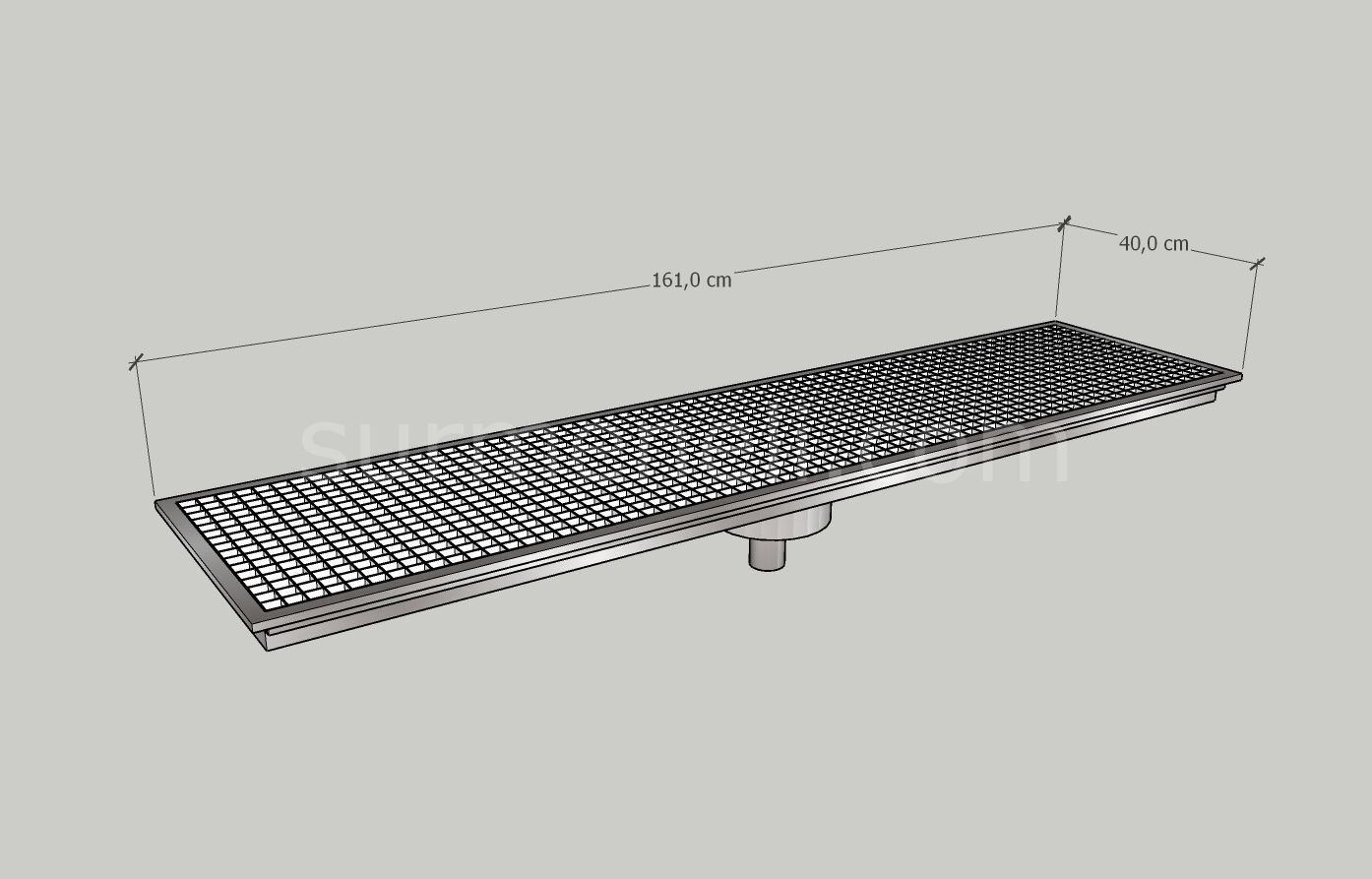 40x161 - Yer Gideri Paslanmaz Ortadan Sifonlu Alttan Çıkışlı