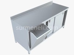 Dolaplı, Devrilir Ekmeklikli Çalışma Tezgahları 70'lik 304 KALİTE PASLANMAZ