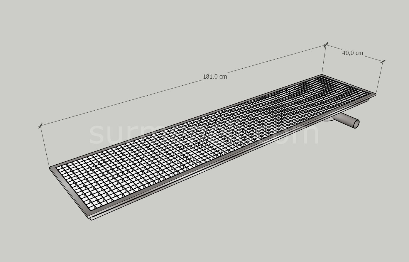40x181 - Yer Gideri Paslanmaz Yandan Sifonlu Yandan Çıkışlı