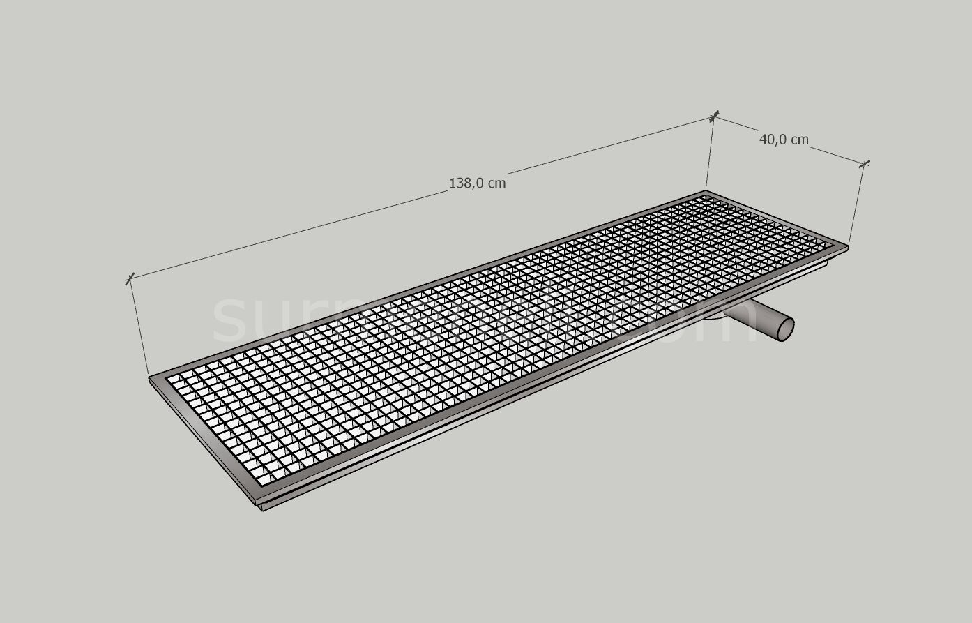 40x138 - Yer Gideri Paslanmaz Yandan Sifonlu Yandan Çıkışlı