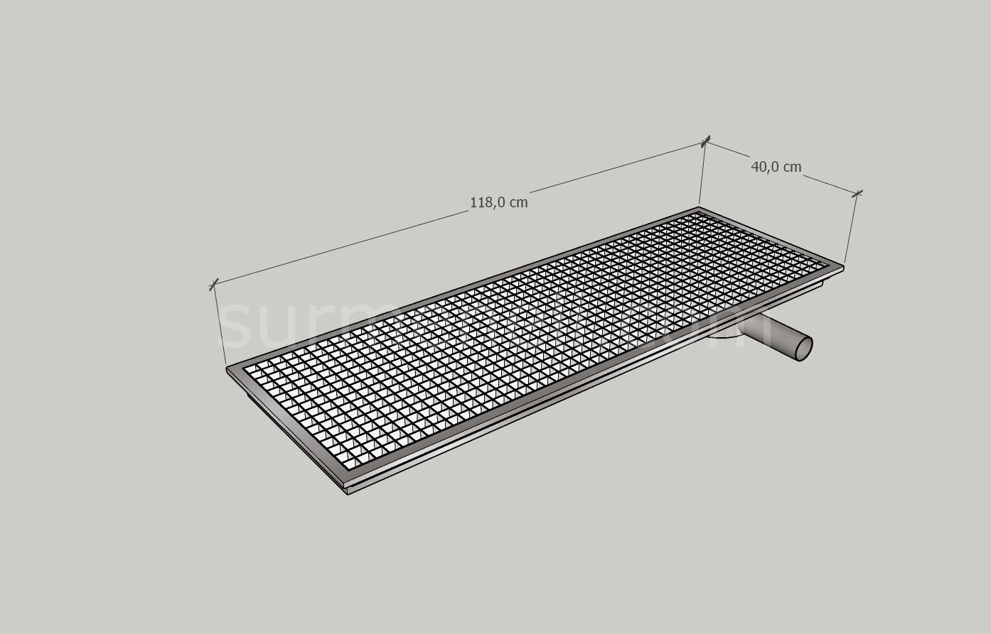 40x118 - Yer Gideri Paslanmaz Yandan Sifonlu Yandan Çıkışlı