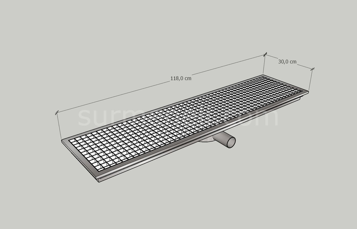 30x118 - Yer Gideri Paslanmaz Ortadan Sifonlu Yandan Çıkışlı