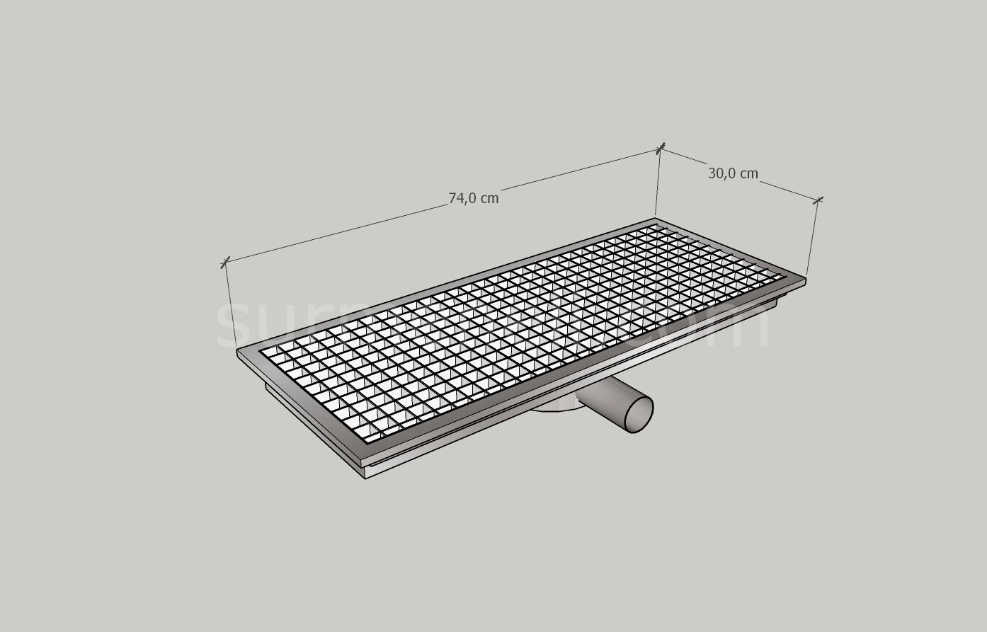 30x74 - Yer Gideri Paslanmaz Ortadan Sifonlu Yandan Çıkışlı
