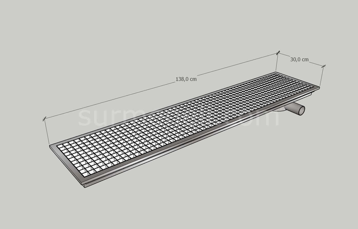 30x138 - Yer Gideri Paslanmaz Yandan Sifonlu Yandan Çıkışlı