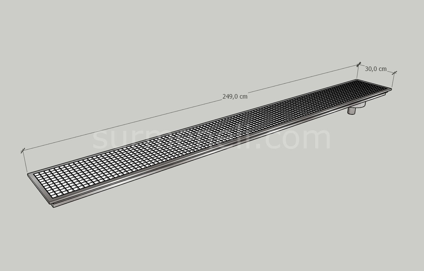 30x249 - Yer Gideri Paslanmaz Yandan Sifonlu Alttan Çıkışlı