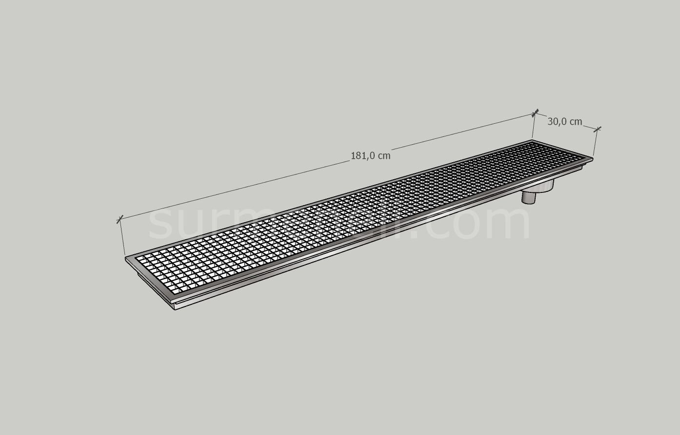 30x181 - Yer Gideri Paslanmaz Yandan Sifonlu Alttan Çıkışlı