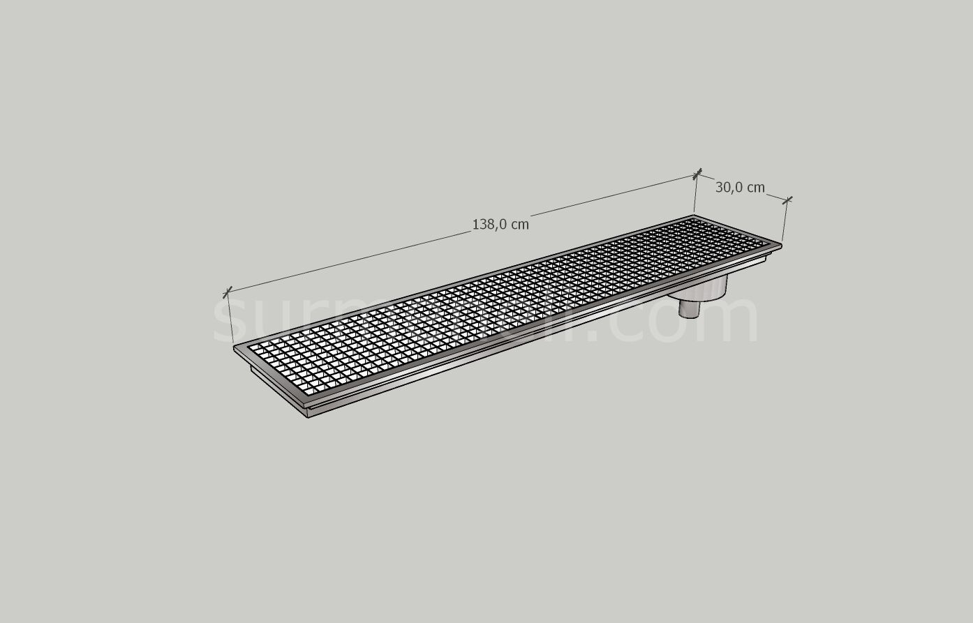 30x138 - Yer Gideri Paslanmaz Yandan Sifonlu Alttan Çıkışlı