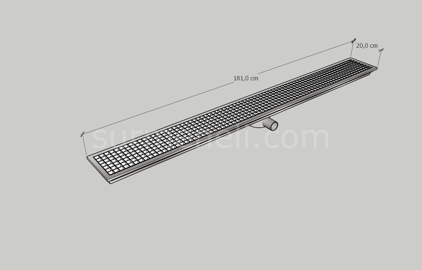 20x181 - Yer Gideri Paslanmaz Ortadan Sifonlu Yandan Çıkışlı