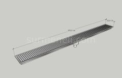 20x205 - Yer Gideri Paslanmaz Ortadan Sifonlu Alttan Çıkışlı