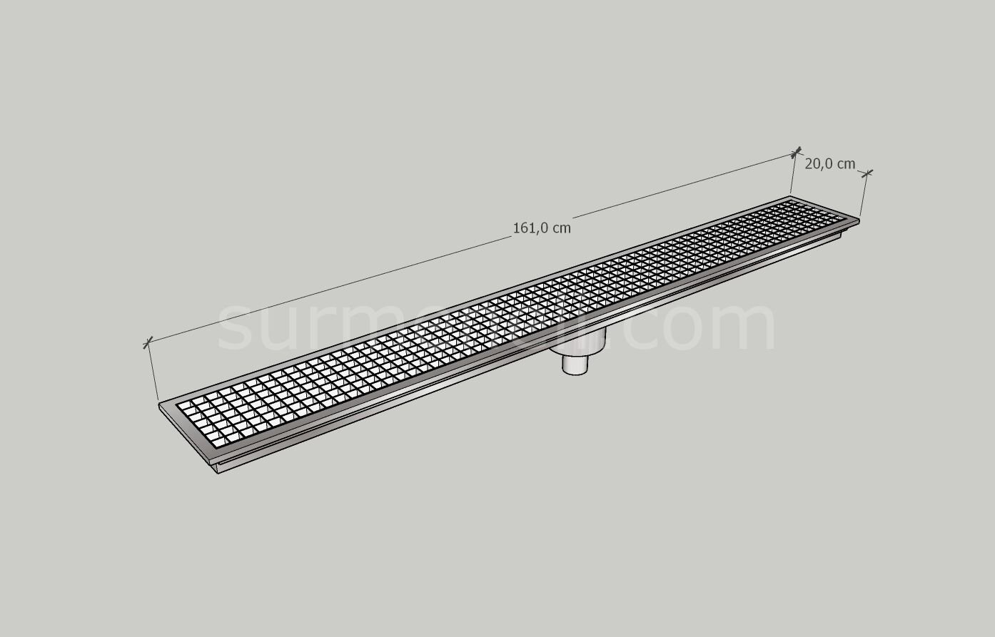 20x161 - Yer Gideri Paslanmaz Ortadan Sifonlu Alttan Çıkışlı