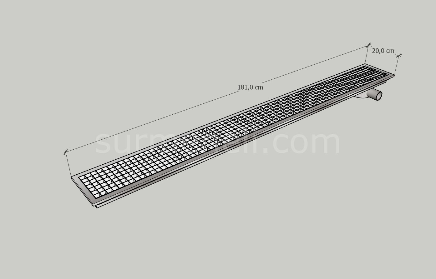 20x181 - Yer Gideri Paslanmaz Yandan Sifonlu Yandan Çıkışlı